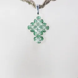 Pendant 30cm - Viridiana-Khaki Braid - Pendant 30cm - Laiton argenté